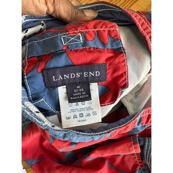Land’s End Cargo Swim Floral Shorts Men's M Blue  Hawaiian Trunks Board - Picture 9 of 11